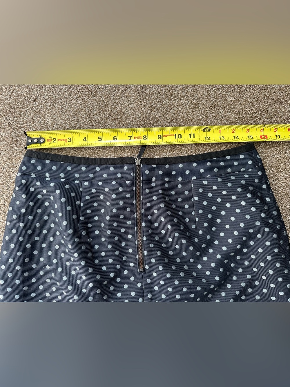Ann Taylor Pencil Skirt 10P Navy Polka Dot Jacquard Petite Lined - Picture 3 of 9